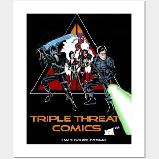 Triple Threat Comics Logo with Codename: Hunter Posters and Art